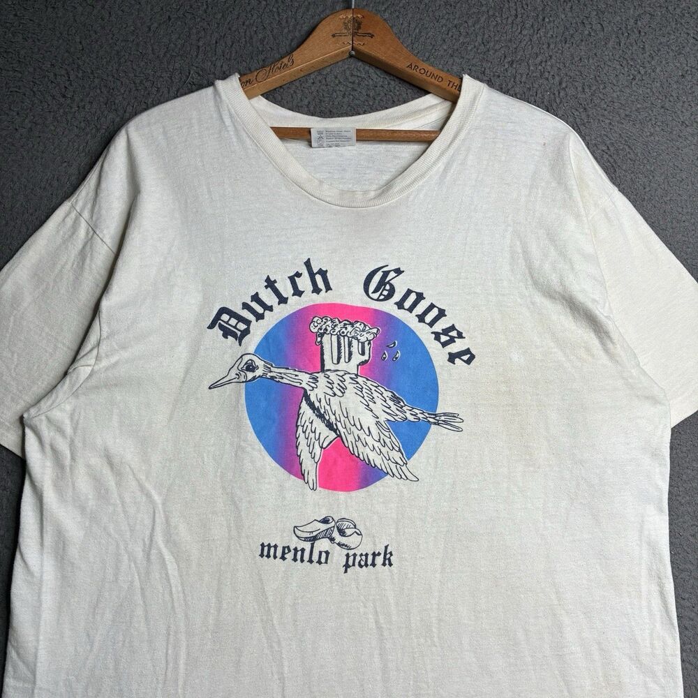 Vintage 70s Menlo Park Dutch Goose T-Shirt Mens Medium USA Made Single Stitch